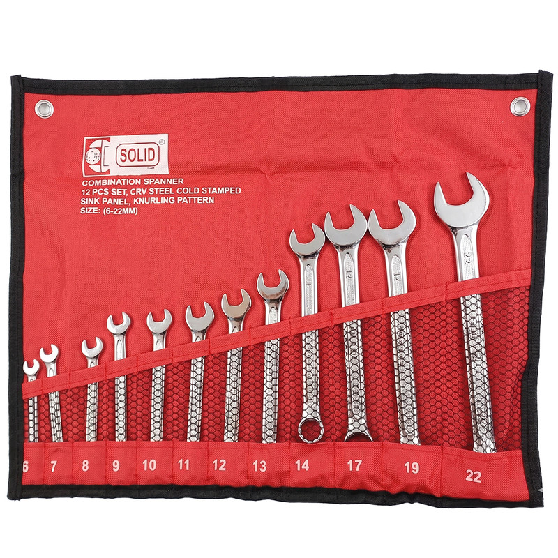 آچار یکسر تخت یکسر رینگی سولید مدل YP-6-22/12Pcs مجموعه 12 عددی