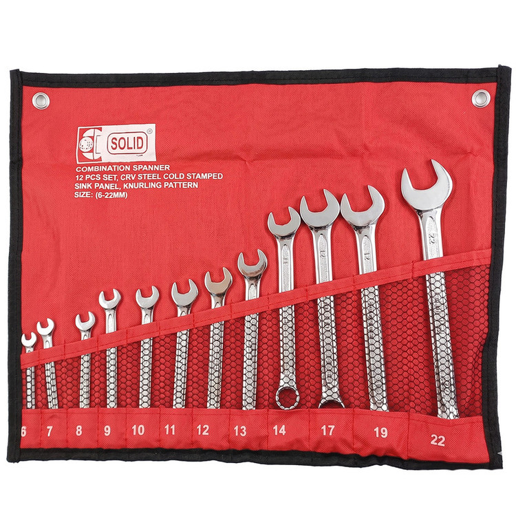 آچار یکسر تخت یکسر رینگی سولید مدل YP-6-22/12Pcs مجموعه 12 عددی