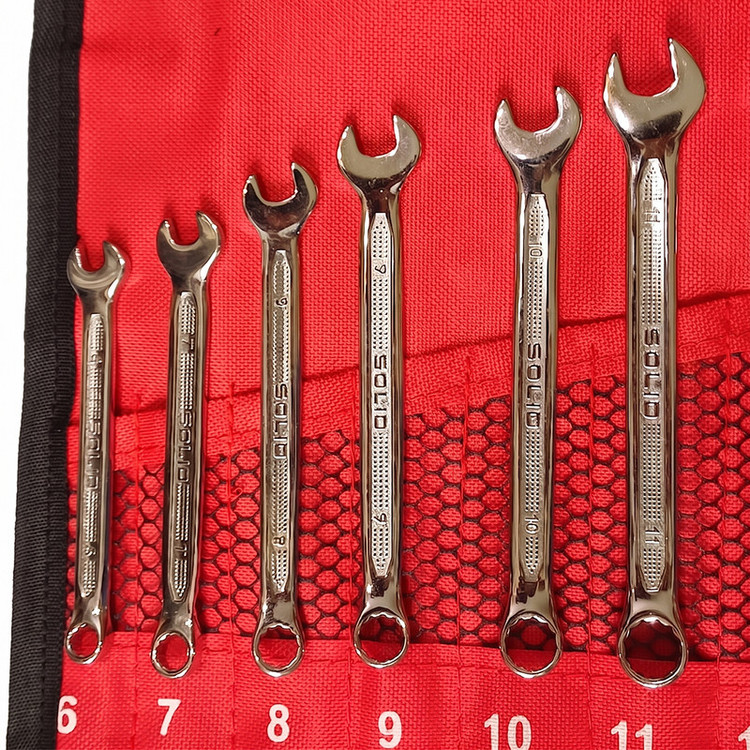 آچار یکسر تخت یکسر رینگی سولید مدل YP-6-22/12Pcs مجموعه 12 عددی